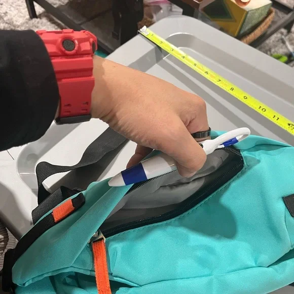 Vibrant Aqua Belt Bag with Orange Accents - Picture 4 of 5